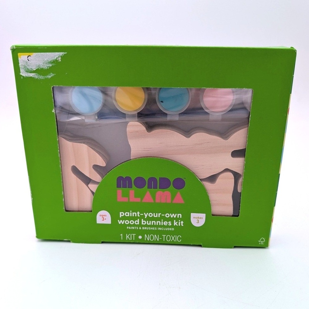Mondo Llama paint your own wood bunnies kit NEW